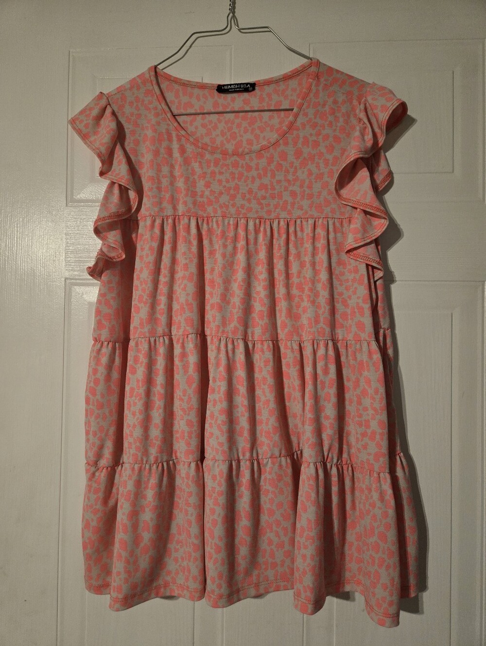 Vero Moda Pink Leopard Tiered Ruffle Tunic